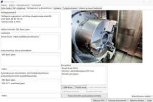 Työstökoneiden asetusten dokumentointi­ohjelmisto + FastCNCsetup Link app (Android).